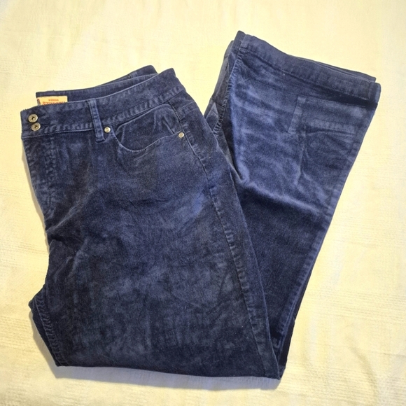 Faded Glory women's size 20W navy blue stretch corduroy pants, EUC - Picture 1 of 7